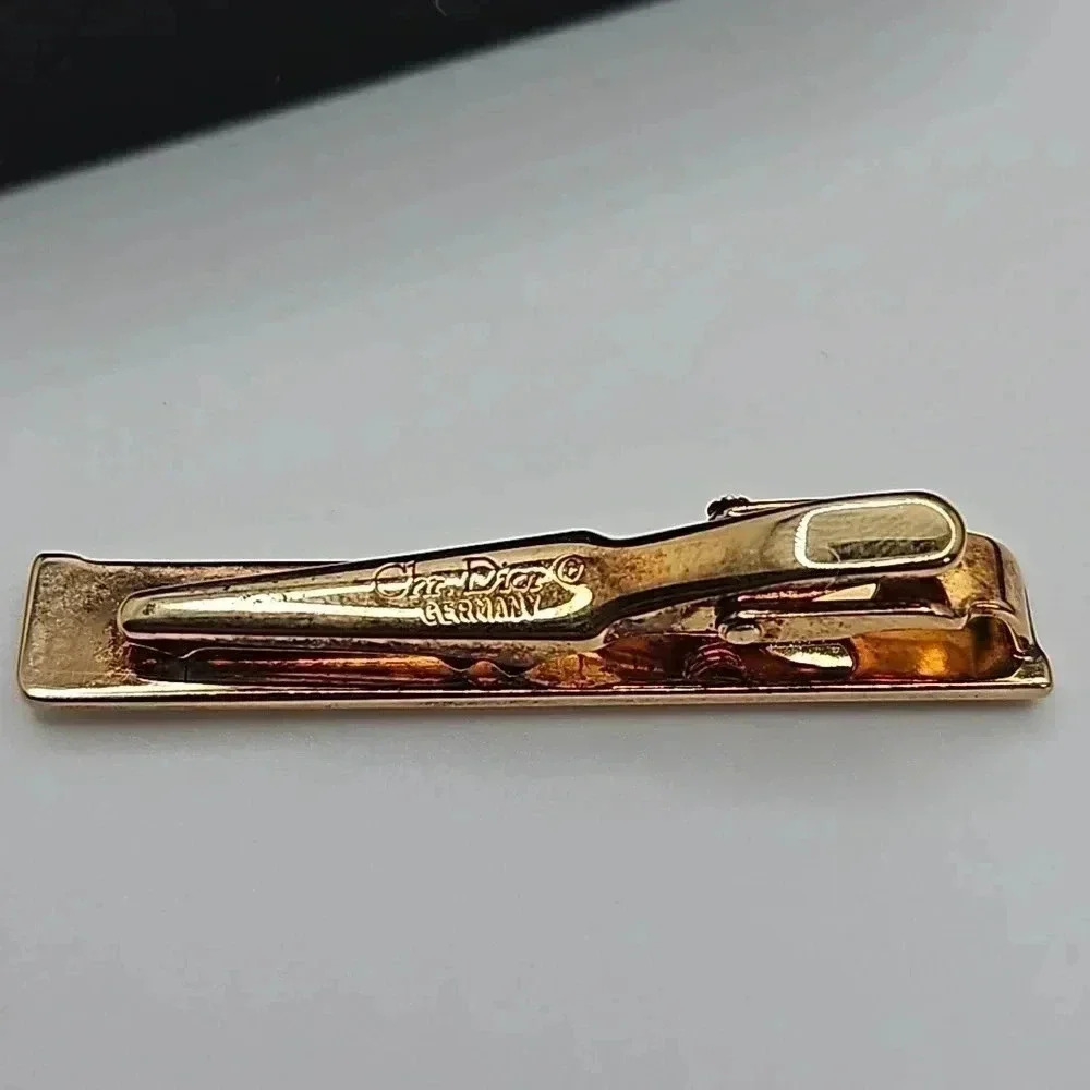 Christian Dior Bullet Back Gold Tone Cufflinks and matching Tie Bar - Picture 4 of 4